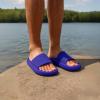 imageCUSHIONAIRE Feather EVA Mens Sandals  Slip On Recovery Slides Lightweight Water Shoes for MenCobalt Blue