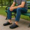 imageCUSHIONAIRE Haze Mens Clogs  Comfortable SlipOn Clogs for Men with Arch Support and Cork Suede Footbed  Perfect Potato Shoes for Indoor ampamp Outdoor UseBlack Nappa