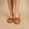 imageCUSHIONAIRE Laguna SlipOn Womens Sandals  Flat Braided Dressy Summer Sandals for WomenCognac