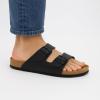 imageCUSHIONAIRE Lane Cork Footbed Mens Sandals Adjustable Buckle Comfort Slides for Men Genuine Leather Insole Summer Sandals Men FootwearBlack Nappa