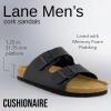 imageCUSHIONAIRE Lane Cork Footbed Mens Sandals Adjustable Buckle Comfort Slides for Men Genuine Leather Insole Summer Sandals Men FootwearBlack Nappa