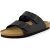 imageCUSHIONAIRE Lane Cork Footbed Mens Sandals Adjustable Buckle Comfort Slides for Men Genuine Leather Insole Summer Sandals Men FootwearBlack Nappa