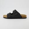 imageCUSHIONAIRE Lane Cork Footbed Mens Sandals Adjustable Buckle Comfort Slides for Men Genuine Leather Insole Summer Sandals Men FootwearBlack Nubuck
