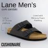 imageCUSHIONAIRE Lane Cork Footbed Mens Sandals Adjustable Buckle Comfort Slides for Men Genuine Leather Insole Summer Sandals Men FootwearBlack Nubuck