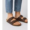imageCUSHIONAIRE Lane Cork Footbed Mens Sandals Adjustable Buckle Comfort Slides for Men Genuine Leather Insole Summer Sandals Men FootwearBrown Nappa