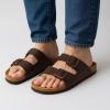 imageCUSHIONAIRE Lane Cork Footbed Mens Sandals Adjustable Buckle Comfort Slides for Men Genuine Leather Insole Summer Sandals Men FootwearBrown Nappa