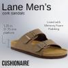 imageCUSHIONAIRE Lane Cork Footbed Mens Sandals Adjustable Buckle Comfort Slides for Men Genuine Leather Insole Summer Sandals Men FootwearBrown Nubuck