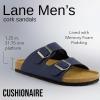 imageCUSHIONAIRE Lane Cork Footbed Mens Sandals Adjustable Buckle Comfort Slides for Men Genuine Leather Insole Summer Sandals Men FootwearNavy Nubuck