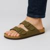 imageCUSHIONAIRE Lane Cork Footbed Mens Sandals Adjustable Buckle Comfort Slides for Men Genuine Leather Insole Summer Sandals Men FootwearOlive Nubuck