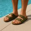 imageCUSHIONAIRE Lane Cork Footbed Mens Sandals Adjustable Buckle Comfort Slides for Men Genuine Leather Insole Summer Sandals Men FootwearOlive Nubuck