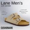 imageCUSHIONAIRE Lane Cork Footbed Mens Sandals Adjustable Buckle Comfort Slides for Men Genuine Leather Insole Summer Sandals Men FootwearStone Nubuck