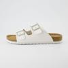imageCUSHIONAIRE Lane Cork Footbed Mens Sandals Adjustable Buckle Comfort Slides for Men Genuine Leather Insole Summer Sandals Men FootwearWhite Nappa