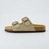 imageCUSHIONAIRE Lane Cork Footbed Sandals for Women  Comfortable Double Buckle SlipOn with Genuine Suede Footbed ampamp Arch Support Slides for Women FootwearStone