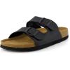 imageCUSHIONAIRE Lane Cork Footbed Sandals for Women  Comfortable Double Buckle SlipOn with Genuine Suede Footbed ampamp Arch Support Slides for Women FootwearBlack Nappa