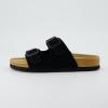 imageCUSHIONAIRE Lane Cork Footbed Sandals for Women  Comfortable Double Buckle SlipOn with Genuine Suede Footbed ampamp Arch Support Slides for Women FootwearBlack Vegan Suede
