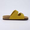 imageCUSHIONAIRE Lane Cork Footbed Sandals for Women  Comfortable Double Buckle SlipOn with Genuine Suede Footbed ampamp Arch Support Slides for Women FootwearYellow Vegan Suede