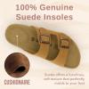imageCUSHIONAIRE Lane Cork Footbed Sandals for Women  Comfortable Double Buckle SlipOn with Genuine Suede Footbed ampamp Arch Support Slides for Women FootwearTan Vegan Suede