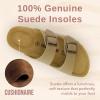 imageCUSHIONAIRE Lane Cork Footbed Sandals for Women  Comfortable Double Buckle SlipOn with Genuine Suede Footbed ampamp Arch Support Slides for Women FootwearTaupe