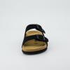 imageCUSHIONAIRE Lane Cork Footbed Sandals for Women  Comfortable Double Buckle SlipOn with Genuine Suede Footbed ampamp Arch Support Slides for Women FootwearBlack Vegan Suede
