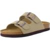 imageCUSHIONAIRE Lane Cork Footbed Sandals for Women  Comfortable Double Buckle SlipOn with Genuine Suede Footbed ampamp Arch Support Slides for Women FootwearTaupe Vegan Suede