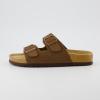 imageCUSHIONAIRE Lane Cork Footbed Sandals for Women  Comfortable Double Buckle SlipOn with Genuine Suede Footbed ampamp Arch Support Slides for Women FootwearBrown Vegan Suede