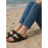 imageCUSHIONAIRE Lane Cork Footbed Sandals for Women  Comfortable Double Buckle SlipOn with Genuine Suede Footbed ampamp Arch Support Slides for Women FootwearBlack Nappa