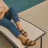 imageCUSHIONAIRE Lane Cork Footbed Sandals for Women  Comfortable Double Buckle SlipOn with Genuine Suede Footbed ampamp Arch Support Slides for Women FootwearBrown Nappa