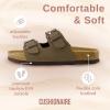 imageCUSHIONAIRE Lane Cork Footbed Sandals for Women  Comfortable Double Buckle SlipOn with Genuine Suede Footbed ampamp Arch Support Slides for Women FootwearBrown
