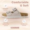 imageCUSHIONAIRE Lane Cork Footbed Sandals for Women  Comfortable Double Buckle SlipOn with Genuine Suede Footbed ampamp Arch Support Slides for Women FootwearStone Vegan Suede