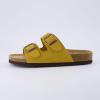 imageCUSHIONAIRE Lane Cork Footbed Sandals for Women  Comfortable Double Buckle SlipOn with Genuine Suede Footbed ampamp Arch Support Slides for Women FootwearYellow Vegan Suede
