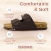 imageCUSHIONAIRE Lane Cork Footbed Sandals for Women  Comfortable Double Buckle SlipOn with Genuine Suede Footbed ampamp Arch Support Slides for Women FootwearBrown Nappa