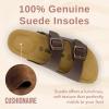 imageCUSHIONAIRE Lane Cork Footbed Sandals for Women  Comfortable Double Buckle SlipOn with Genuine Suede Footbed ampamp Arch Support Slides for Women FootwearBrown Nappa