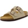 imageCUSHIONAIRE Lane Cork Footbed Sandals for Women  Comfortable Double Buckle SlipOn with Genuine Suede Footbed ampamp Arch Support Slides for Women FootwearStone
