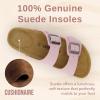 imageCUSHIONAIRE Lane Cork Footbed Sandals for Women  Comfortable Double Buckle SlipOn with Genuine Suede Footbed ampamp Arch Support Slides for Women FootwearPink Vegan Suede