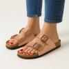 imageCUSHIONAIRE Lane Cork Footbed Sandals for Women  Comfortable Double Buckle SlipOn with Genuine Suede Footbed ampamp Arch Support Slides for Women FootwearGold Rose