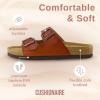 imageCUSHIONAIRE Lane Cork Footbed Sandals for Women  Comfortable Double Buckle SlipOn with Genuine Suede Footbed ampamp Arch Support Slides for Women FootwearWhiskey