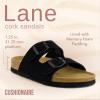 imageCUSHIONAIRE Lane Cork Footbed Sandals for Women  Comfortable Double Buckle SlipOn with Genuine Suede Footbed ampamp Arch Support Slides for Women FootwearBlack Vegan Suede
