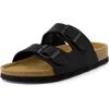 imageCUSHIONAIRE Lane Cork Footbed Sandals for Women  Comfortable Double Buckle SlipOn with Genuine Suede Footbed ampamp Arch Support Slides for Women FootwearBlack