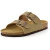 imageCUSHIONAIRE Lane Cork Footbed Sandals for Women  Comfortable Double Buckle SlipOn with Genuine Suede Footbed ampamp Arch Support Slides for Women FootwearTaupe