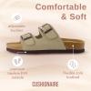 imageCUSHIONAIRE Lane Cork Footbed Sandals for Women  Comfortable Double Buckle SlipOn with Genuine Suede Footbed ampamp Arch Support Slides for Women FootwearTaupe Vegan Suede