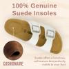 imageCUSHIONAIRE Lane Cork Footbed Sandals for Women  Comfortable Double Buckle SlipOn with Genuine Suede Footbed ampamp Arch Support Slides for Women FootwearWhite