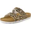 imageCUSHIONAIRE Lane Cork Footbed Sandals for Women  Comfortable Double Buckle SlipOn with Genuine Suede Footbed ampamp Arch Support Slides for Women FootwearLeopard