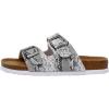 imageCUSHIONAIRE Lane Cork Footbed Sandals for Women  Comfortable Double Buckle SlipOn with Genuine Suede Footbed ampamp Arch Support Slides for Women FootwearWhite Snake