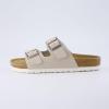 imageCUSHIONAIRE Lane Cork Footbed Sandals for Women  Comfortable Double Buckle SlipOn with Genuine Suede Footbed ampamp Arch Support Slides for Women FootwearStone Vegan Suede