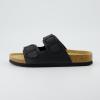 imageCUSHIONAIRE Lane Cork Footbed Sandals for Women  Comfortable Double Buckle SlipOn with Genuine Suede Footbed ampamp Arch Support Slides for Women FootwearBlack Oily