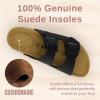 imageCUSHIONAIRE Lane Cork Footbed Sandals for Women  Comfortable Double Buckle SlipOn with Genuine Suede Footbed ampamp Arch Support Slides for Women FootwearBlack
