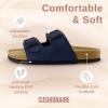imageCUSHIONAIRE Lane Cork Footbed Sandals for Women  Comfortable Double Buckle SlipOn with Genuine Suede Footbed ampamp Arch Support Slides for Women FootwearNavy Nappa