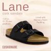 imageCUSHIONAIRE Lane Cork Footbed Sandals for Women  Comfortable Double Buckle SlipOn with Genuine Suede Footbed ampamp Arch Support Slides for Women FootwearBlack
