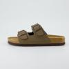 imageCUSHIONAIRE Lane Cork Footbed Sandals for Women  Comfortable Double Buckle SlipOn with Genuine Suede Footbed ampamp Arch Support Slides for Women FootwearBrown