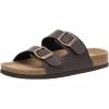 imageCUSHIONAIRE Lane Cork Footbed Sandals for Women  Comfortable Double Buckle SlipOn with Genuine Suede Footbed ampamp Arch Support Slides for Women FootwearBrown Nappa